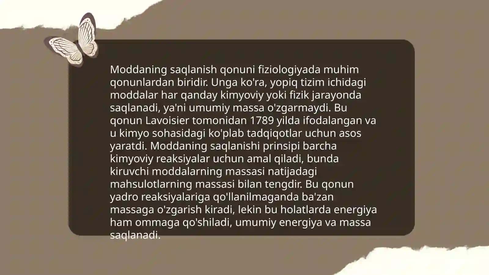 Moddaning saqlanish qonuni va uning yaratilishda olimlarni tajribalari 3