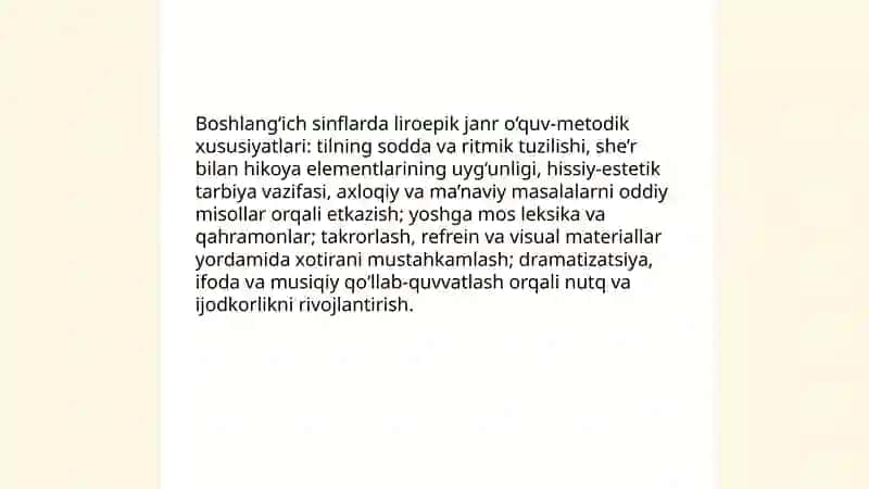 Boshlanģich sinflarda liroepik asarlar ustida ishlash metodikasi 3
