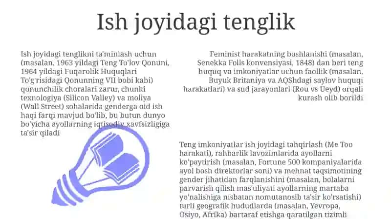 Teng huquqlar va tengimkoniyatlar: feminizm harakati 3