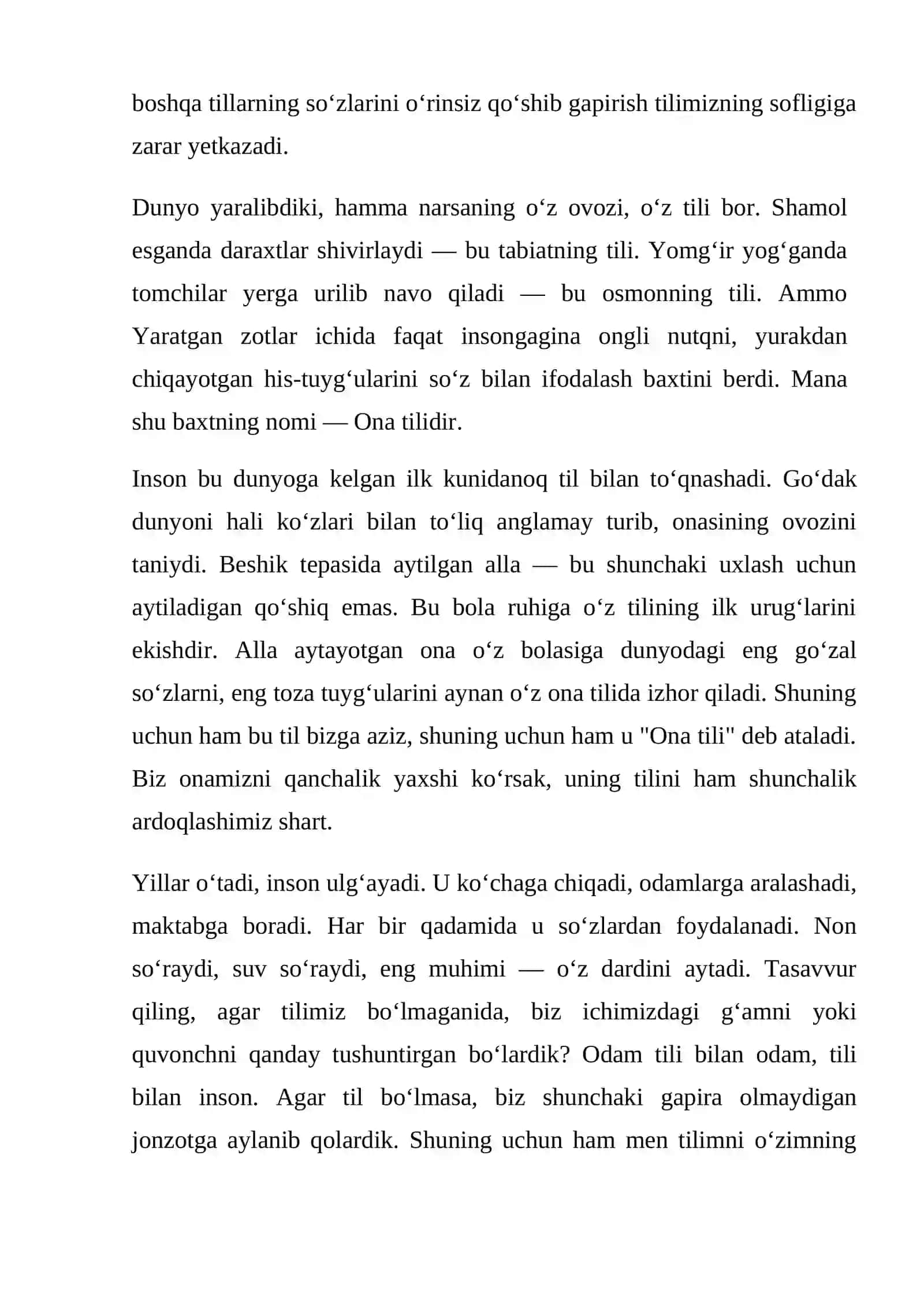 ONA TILIM –SEN RUHIMNING QANOTI INSHO 3