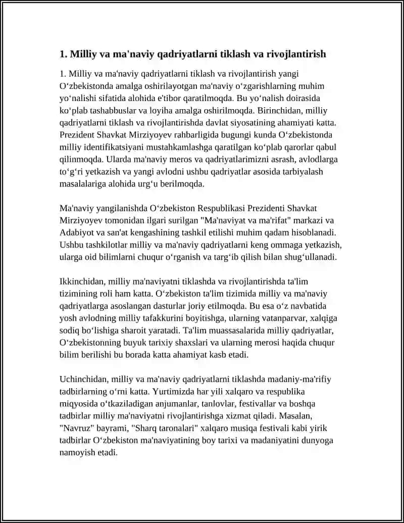 YANGI OʻZBEKISTONDA AMALGA OSHIRILAYOTGAN MANAVIY OʻZGARISHLAR 3
