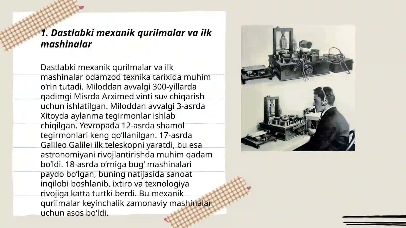 Dastlabki mexanik qurilmalar va ilk mashinalar 3