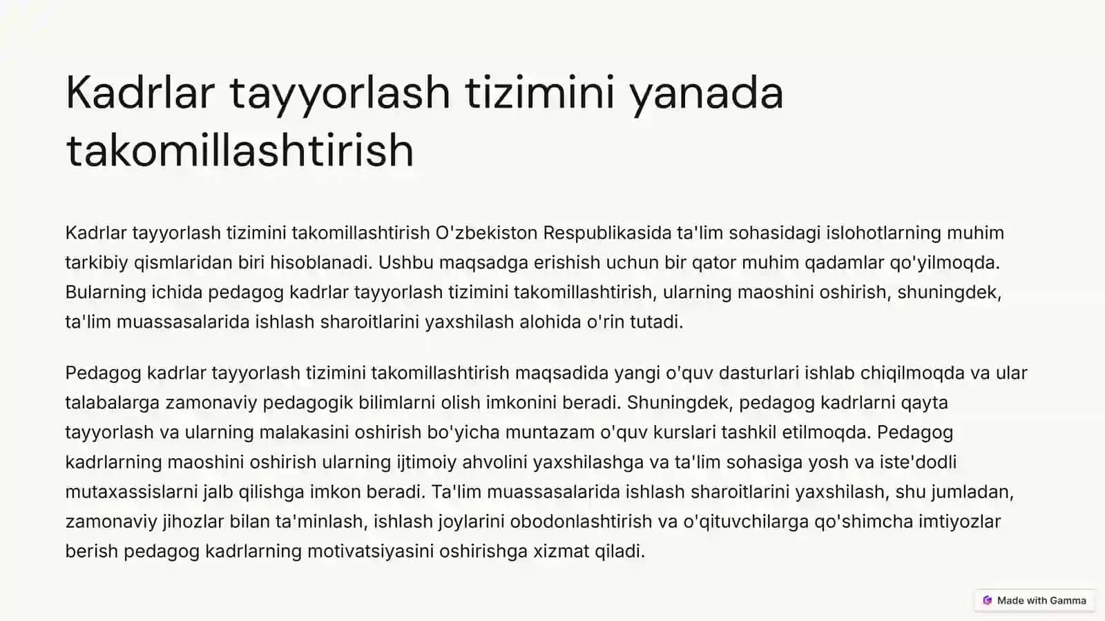 O'zbekiston Respublikasida talim sohasida amalga oshirilgan islohotlar 3