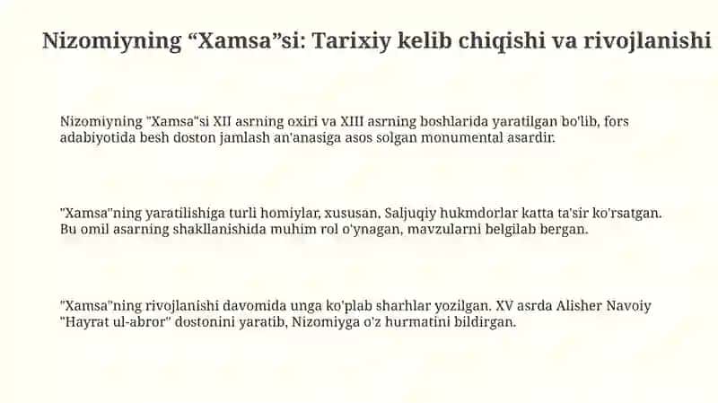 Nizomiyning “Xamsa”si 3