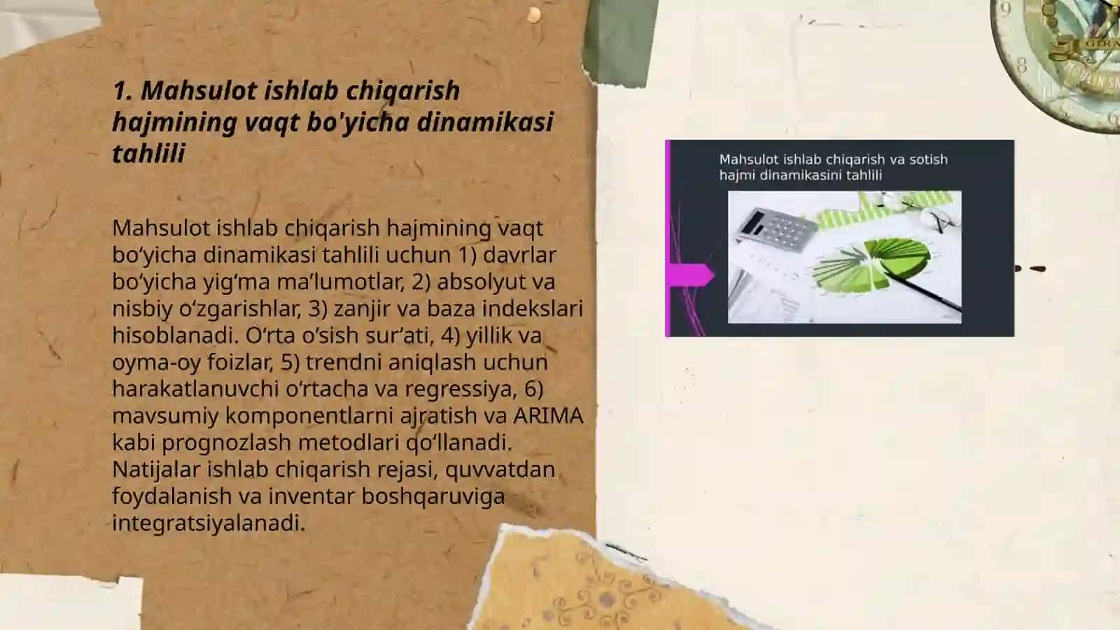 Mahsulot ishlab chiqarish va sotish hajmi dinamikasini tahlili 3