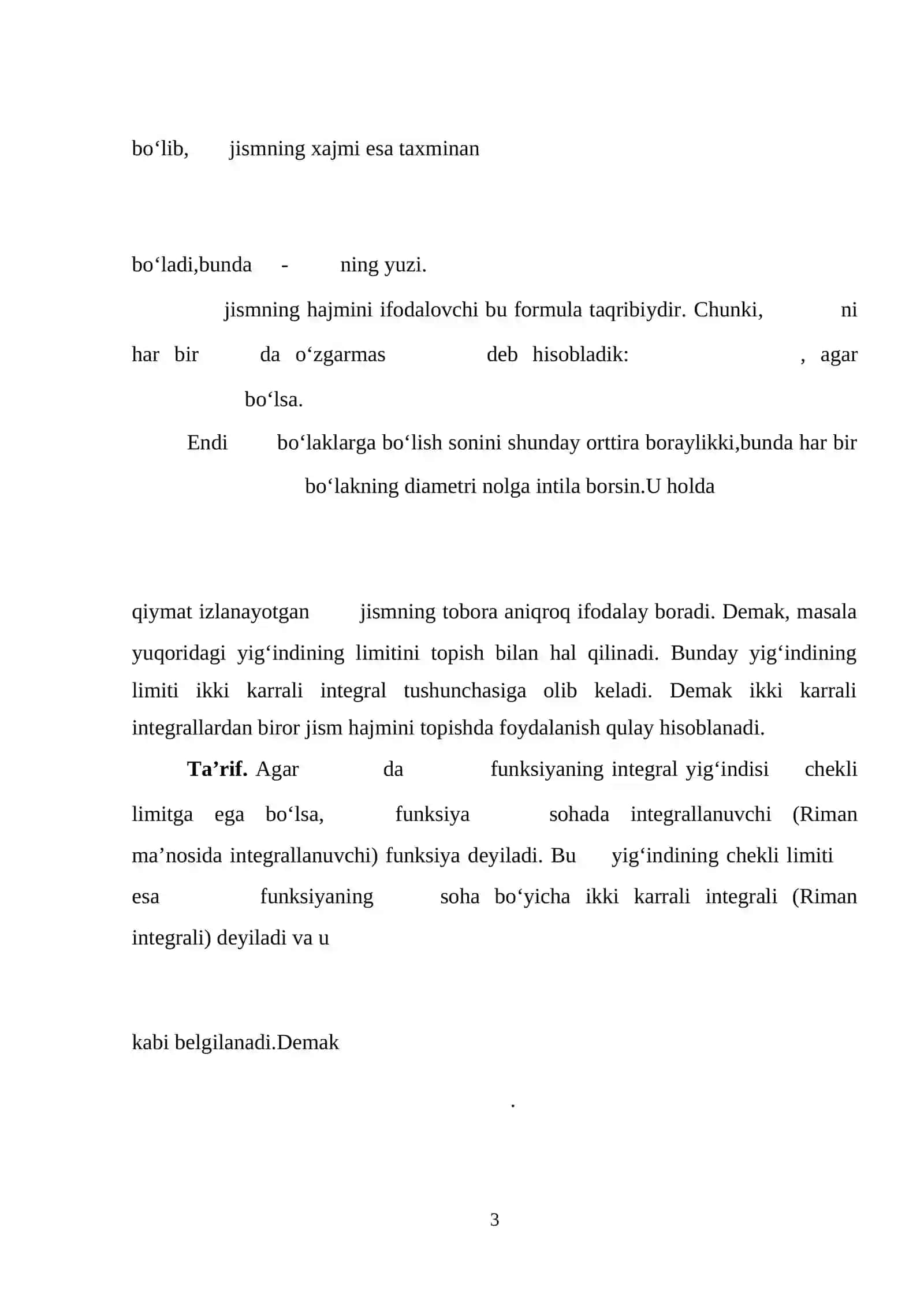 Ikki karrali integral yordamida yuza va hajmni hisoblash 3