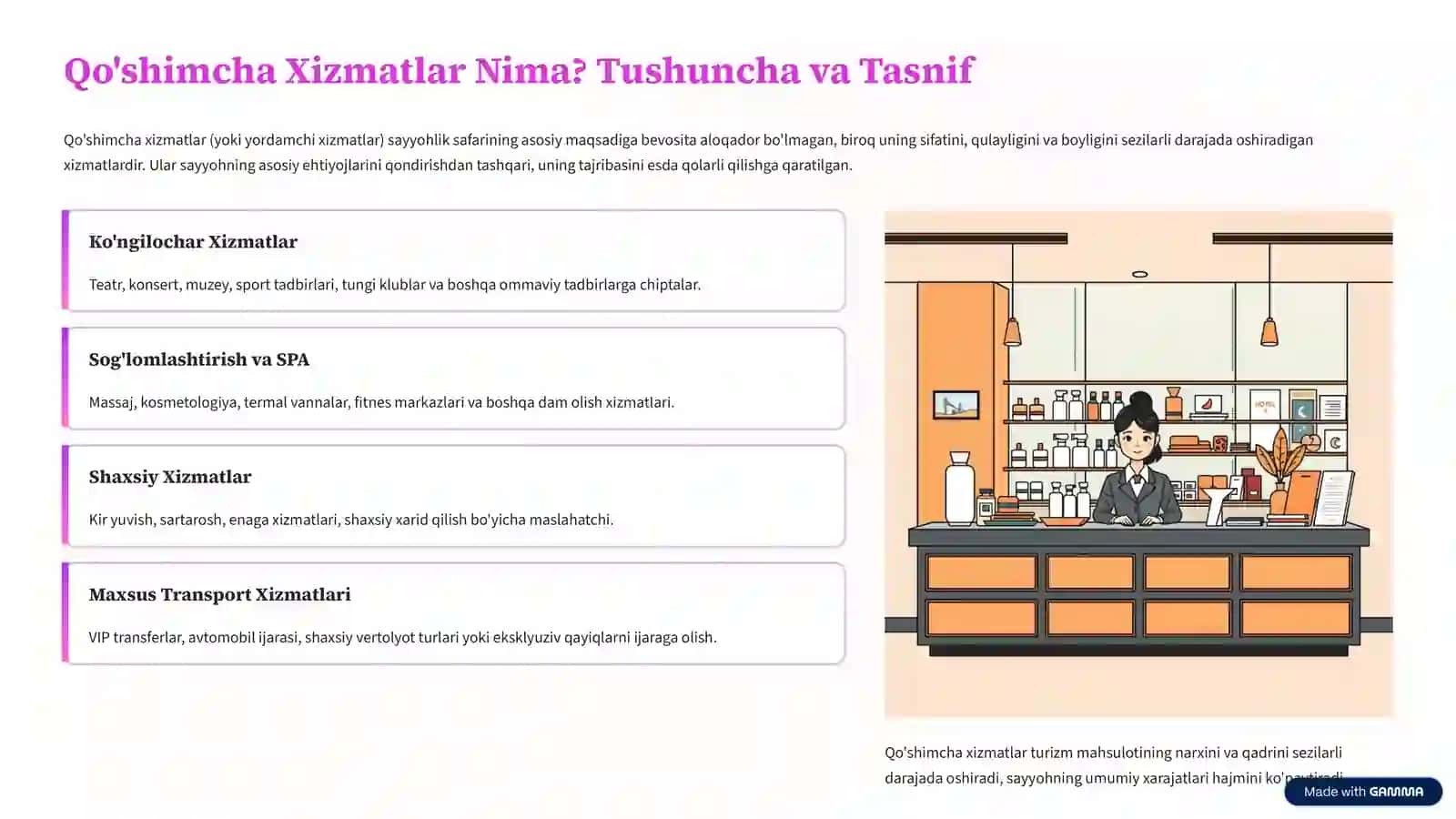 Turizm Mahsulotini Shakllantirishda Qo'shimcha Xizmatlarning O'rni 3