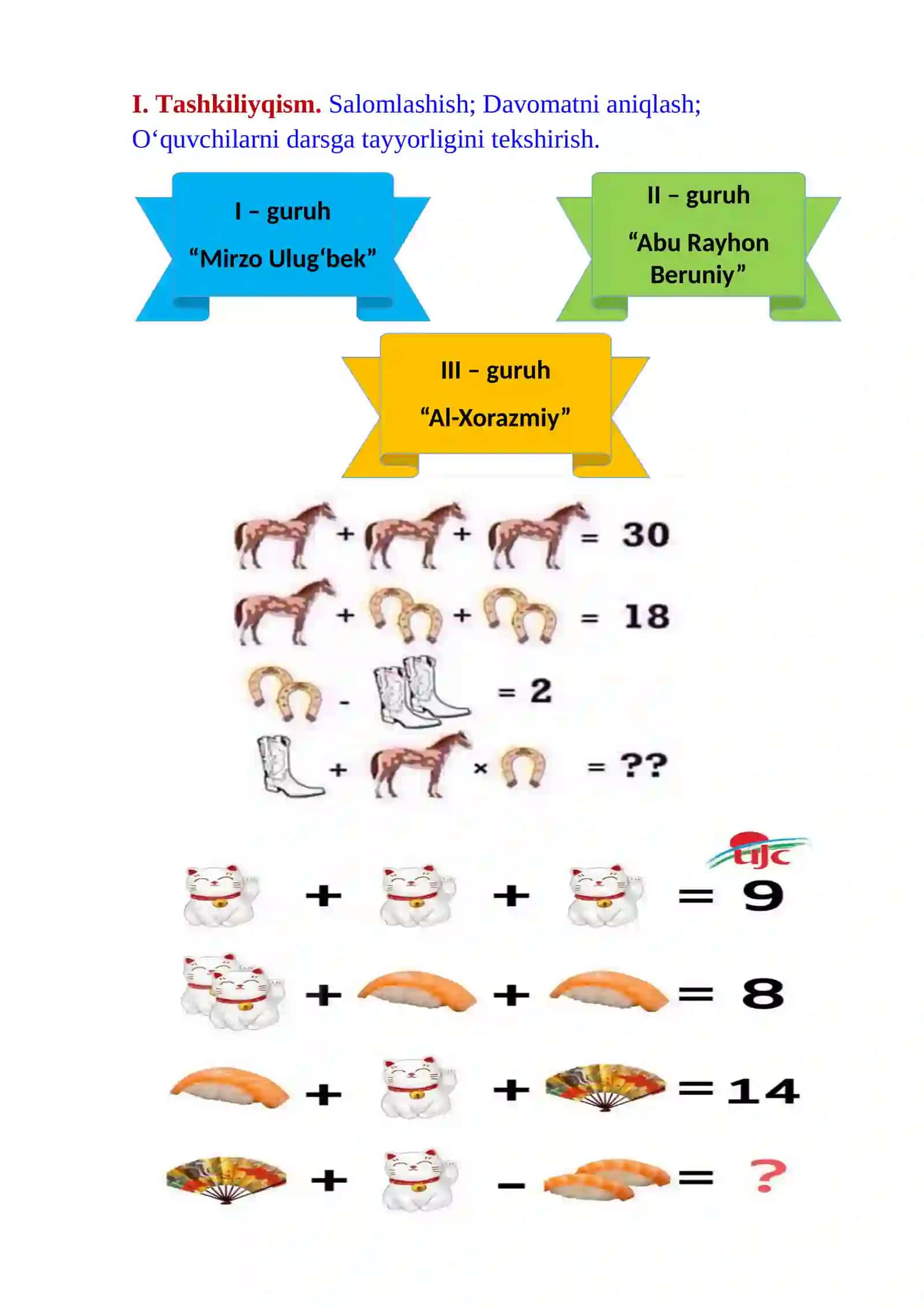 3-sinf Matematika fanidan Yuzning xossalari 2-chorak dars ishlanmasi 3