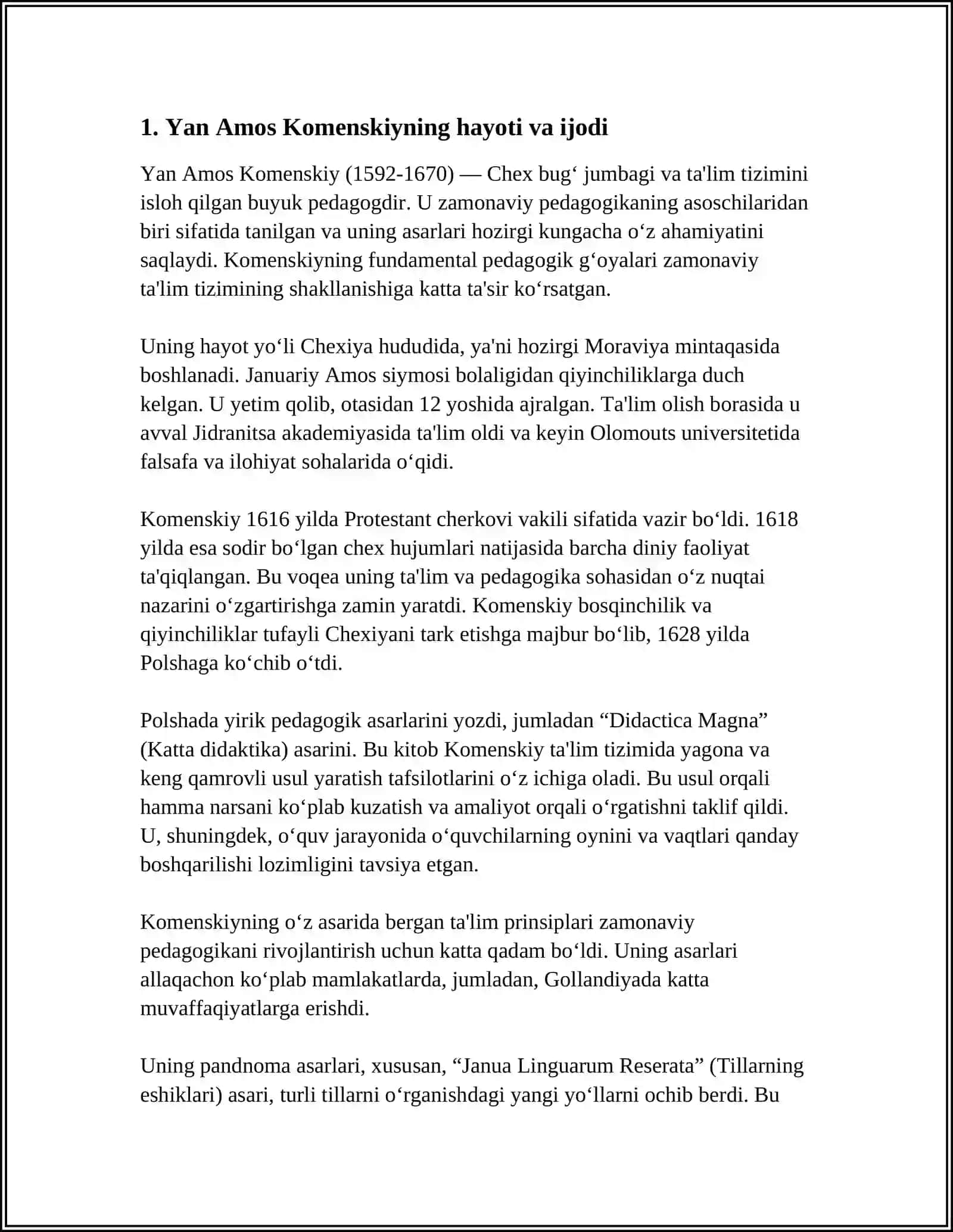 YAN AMOS KOMENSKIY - PEDAGOGIKA ASOSCHISI 3