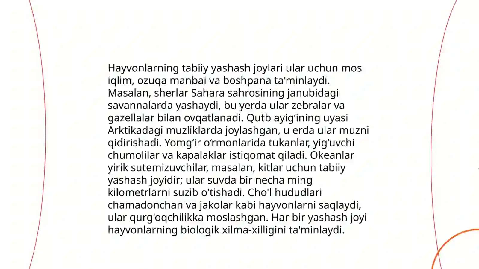 Hayvonot olamining yashash tarzi va turlari haqida bilimlarni o'zlashtirish va tahlil qilish 3