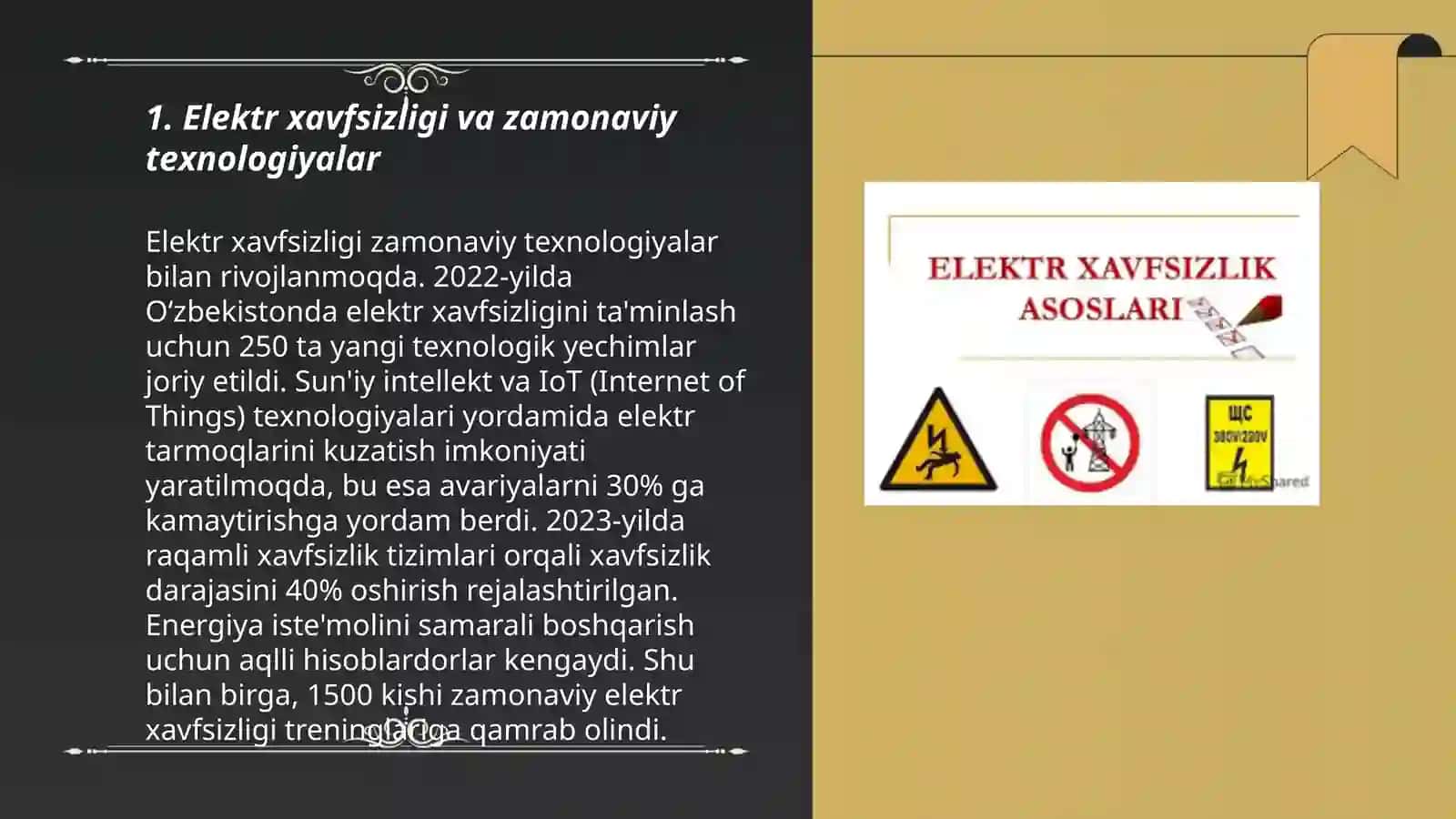 ELEKTR XAVFSIZLIGINI TAMINLOVCHI ZAMONAVIY TEXNIKA TEXNOLOGIYALAR.URUSH DAVRIDA FUQARO MUHOFAZASI 3