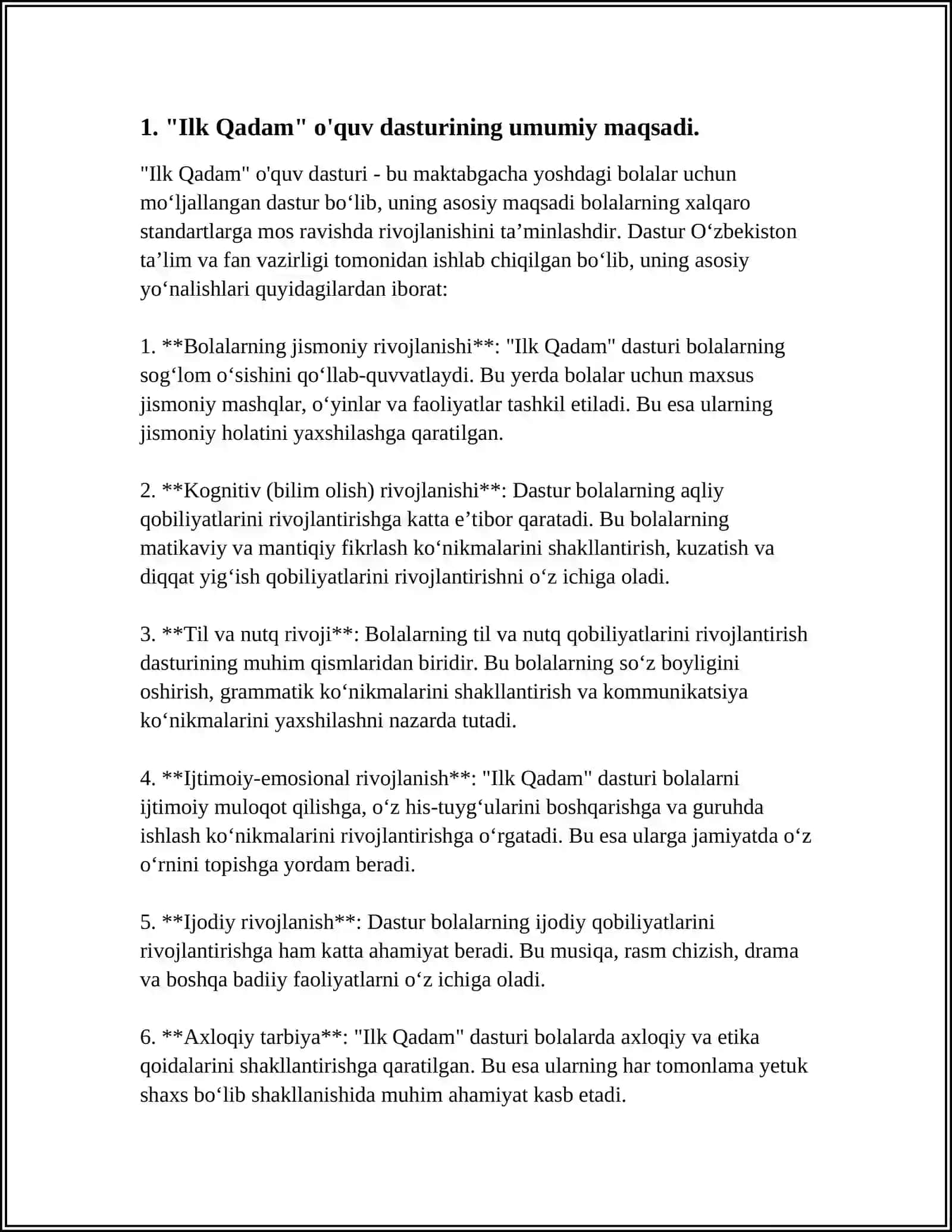"ILK QADAM" O’QUV DASTURI 3