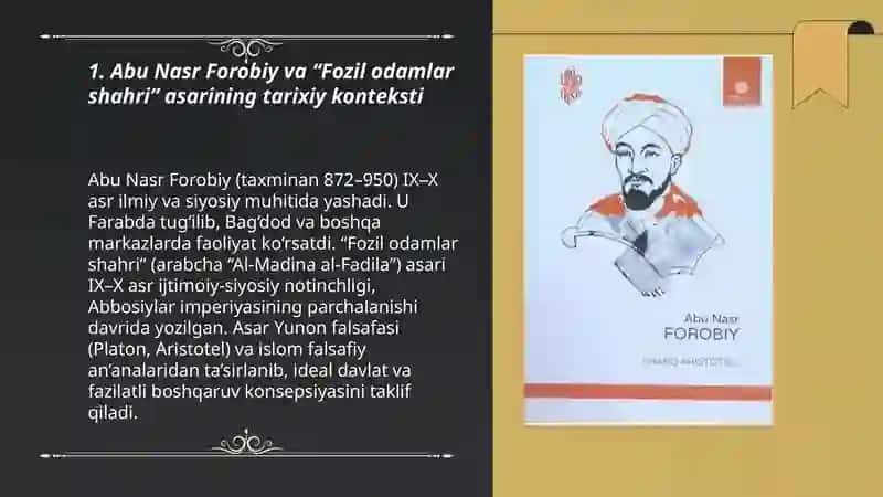 Abu Nasr Forobiy "Fozil odamlar shahri" asari 3