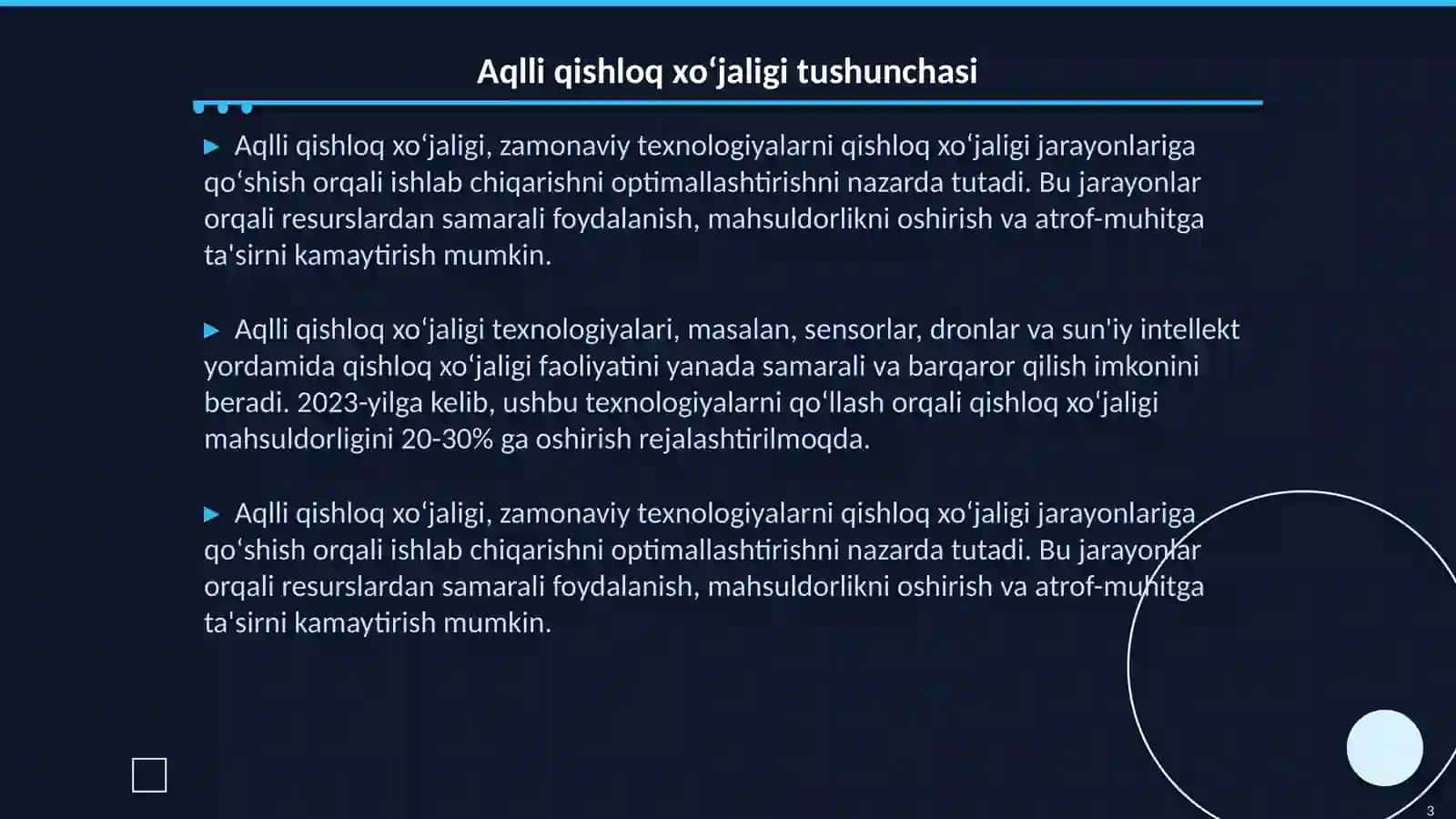 Aqlli qishloq xoʻjaligi texnikalari 3