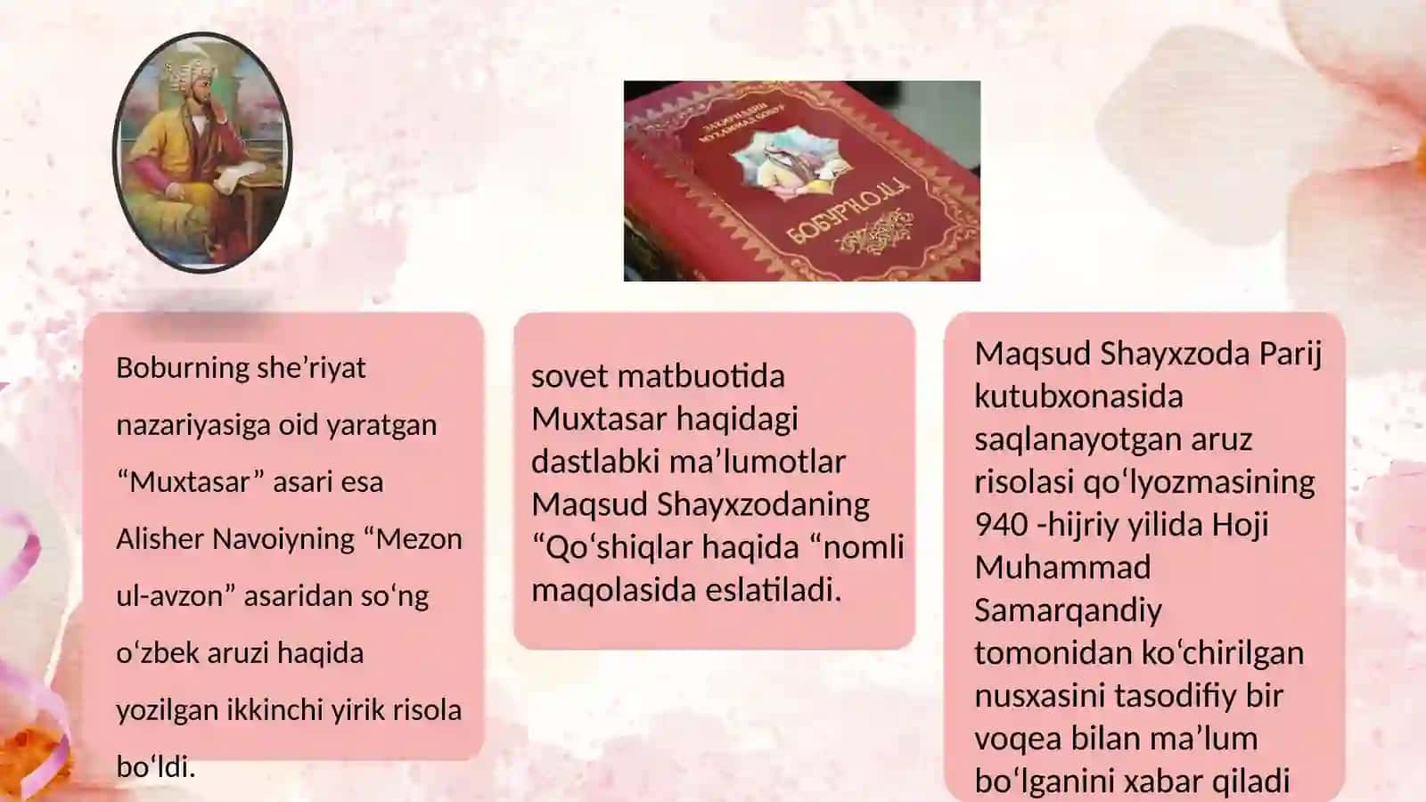 Boburning "Muxtasar"asari haqida 3
