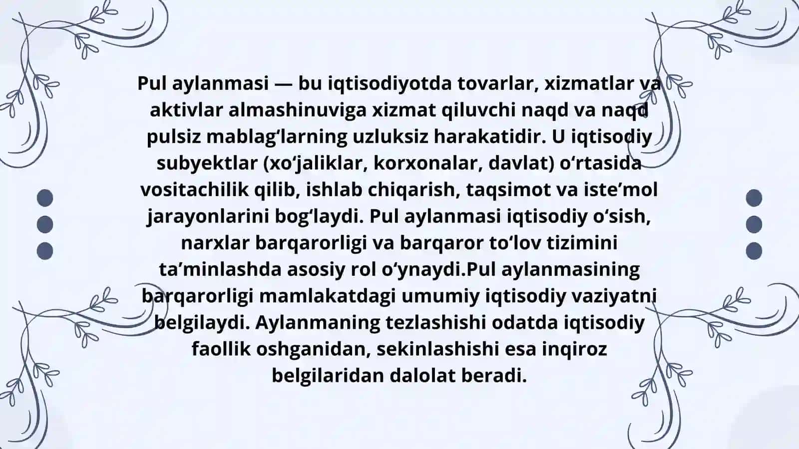 Pul aylanmasini tashkil etish 3