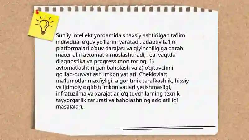 Sun'iy intellekt yordamida shaxsiylashtirilgan ta'lim 3