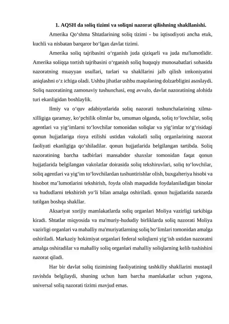 Amerika qo‘shma shtatlarida soliq nazoratini amalga oshirish va uning huquqiy asoslari 3