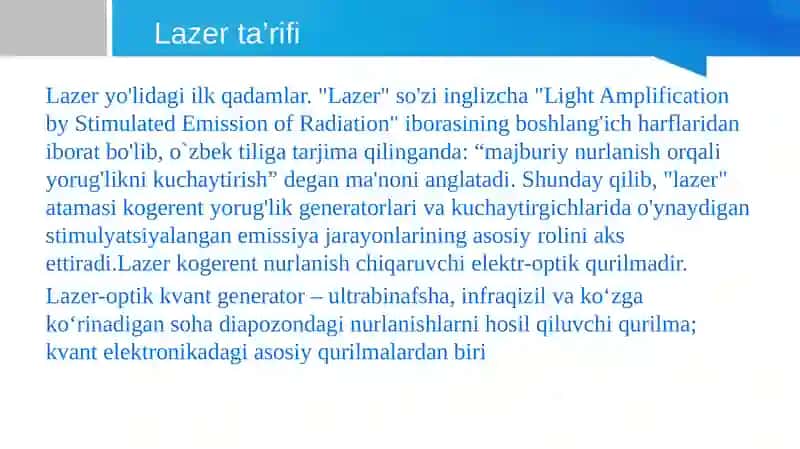 Lazerlarning yaratilish tartibi va bosqichlari 3