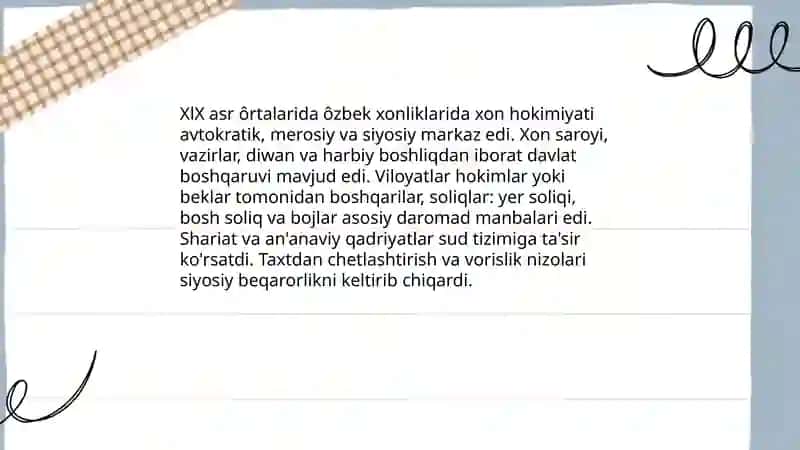 Oʻzbekiston tarixidan mustaqil ishlar 3