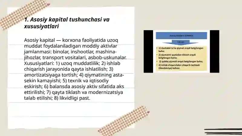 Asоsiy kаpitаl tasnifi, baholash va amortizatsiya ajratmalarini hisoblashusullari 3