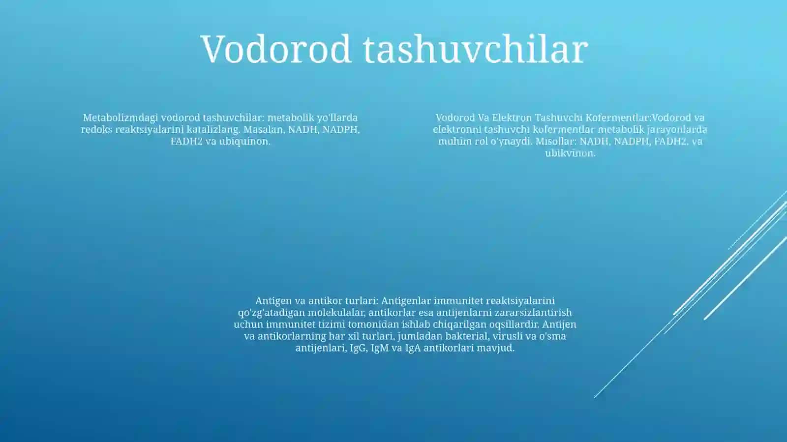 Vodorod Va Elektron Tashuvchi Kofermentlar. Antigen Va Antitanalar UlarningTurlari 3