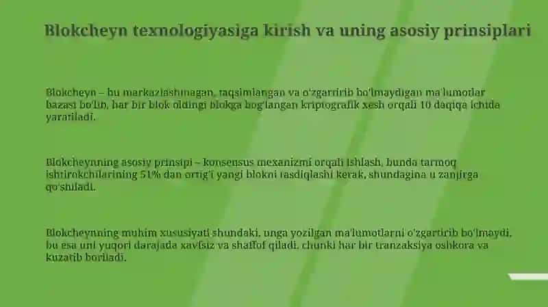 Blokcheyn texnologiyasi va undan foydalanish yollari 3