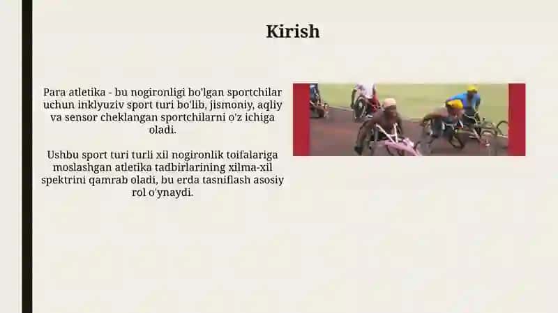 Para yengil atletika sport turining umumiy tavsifi, tasnifi, rivojlanishbosqichlari 3