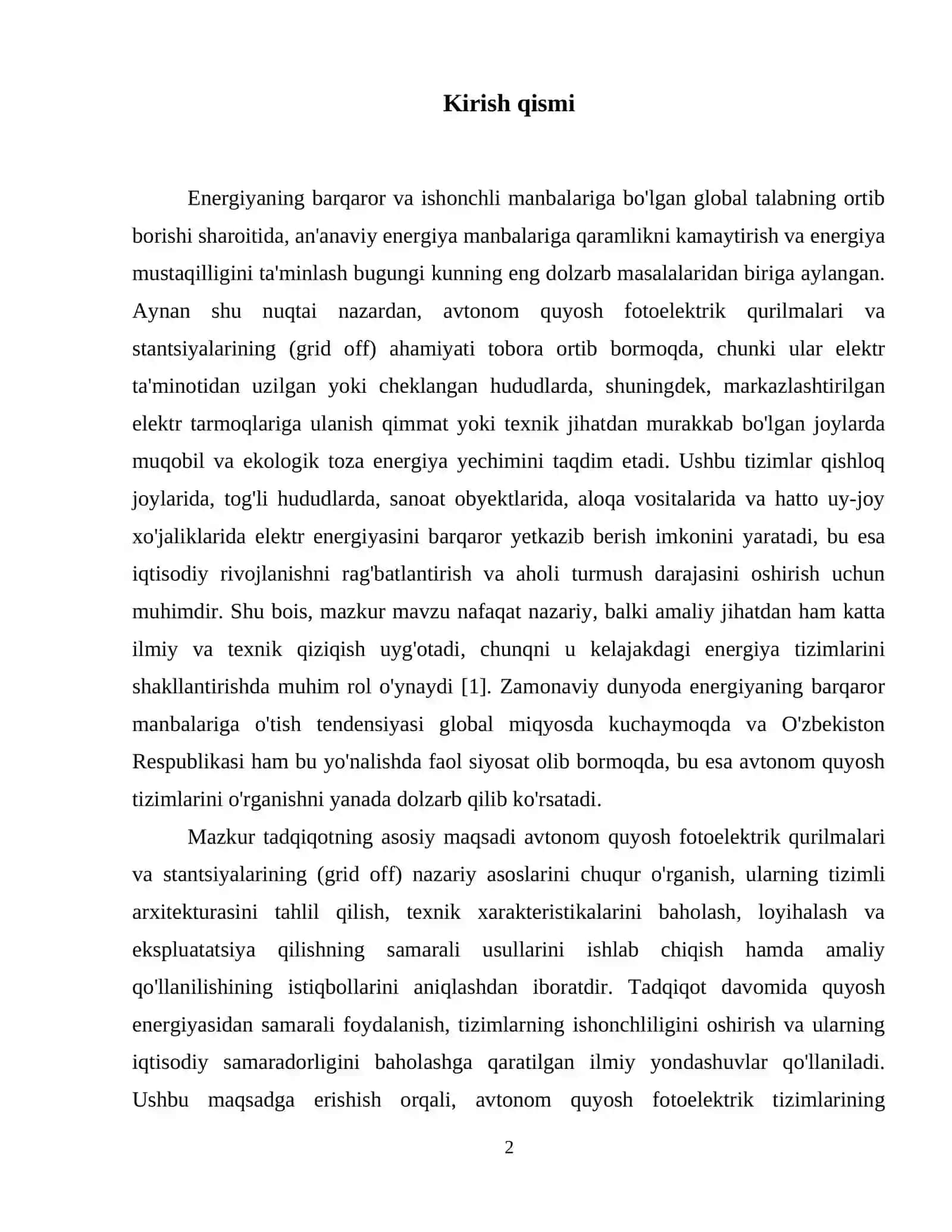 Avtonom quyosh fotoelektrik qurilmalari va stantsiyalari (grid off) 3