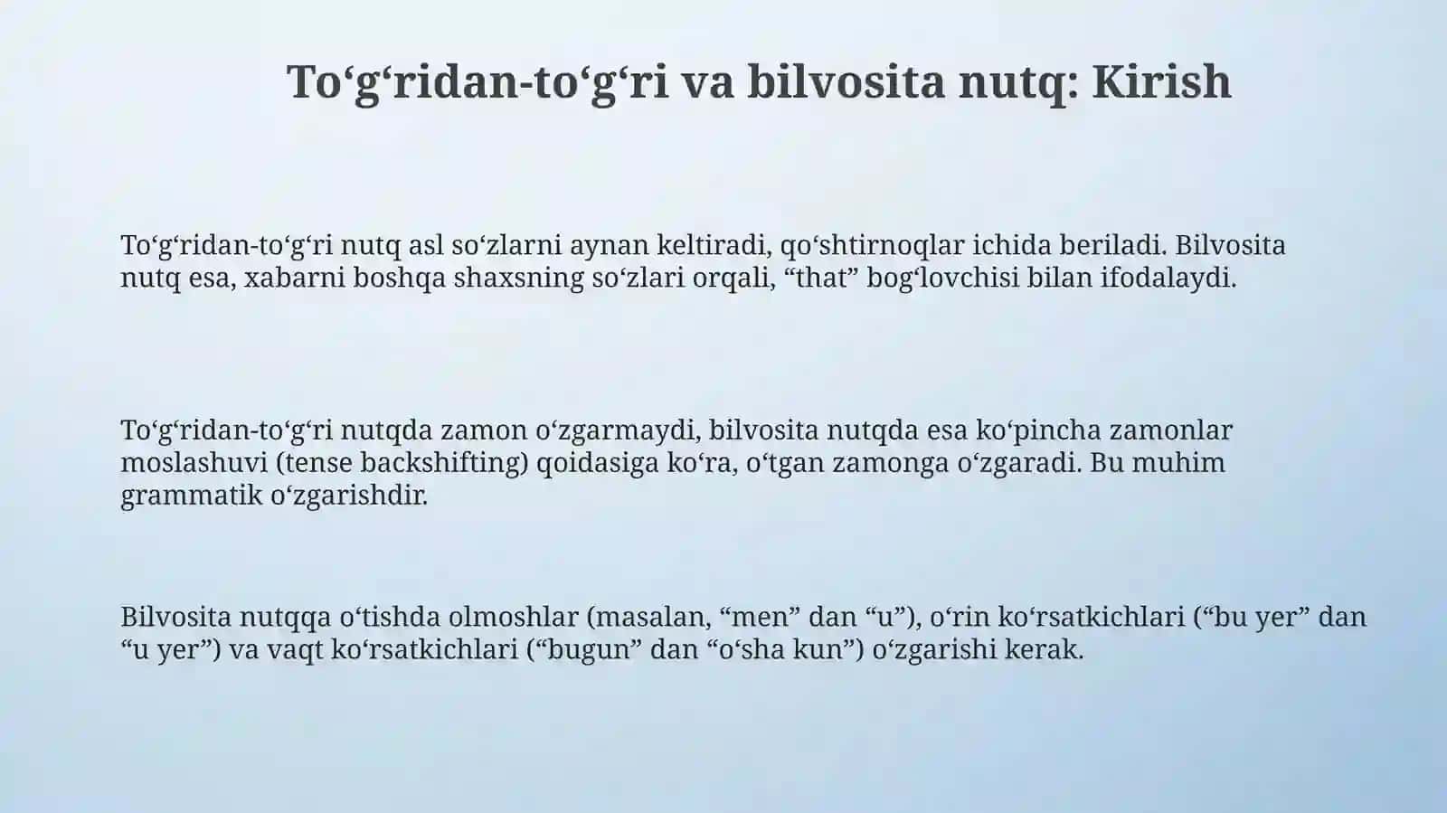 To'g'ridan-to'g'ri va bilvosita nutq asoslari 3