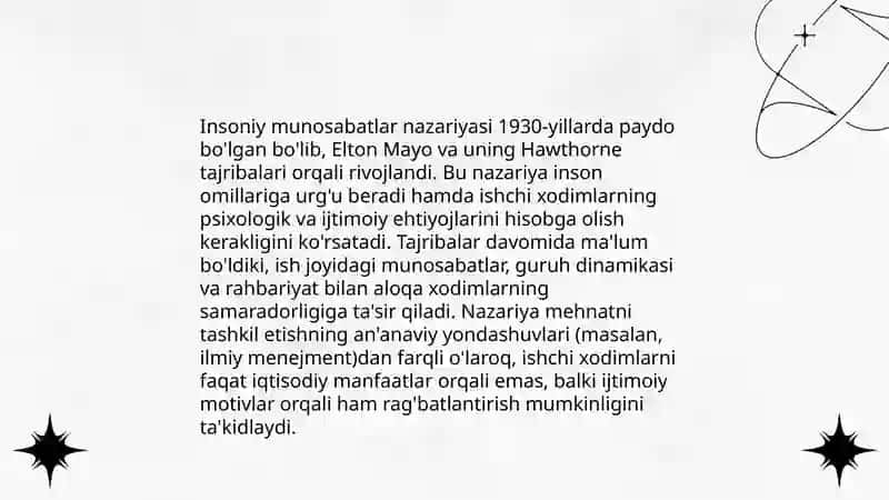 Menejmentda insoniy munosabatlar nazariyasi tizimining vujudga kelishi va rivojlanishi 3