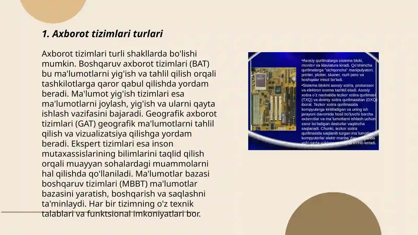 Axborot tizimlari va ularning imkoniyatlari 3