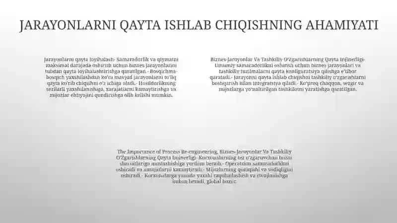 Biznes-Jarayonlar va Tashkiliy O'zgarishlarning Qayta Injinerligi 3