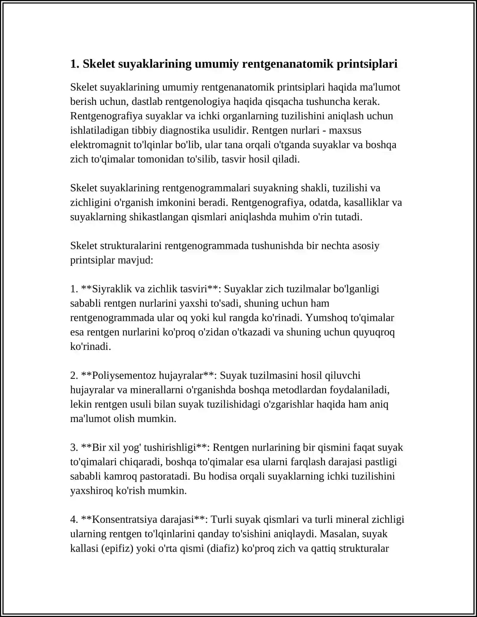 SKELET SUYAKLARINING RENTGENANATOMIYASI. SKELETNING RIVOJLANISH ANOMALIYALARI 3