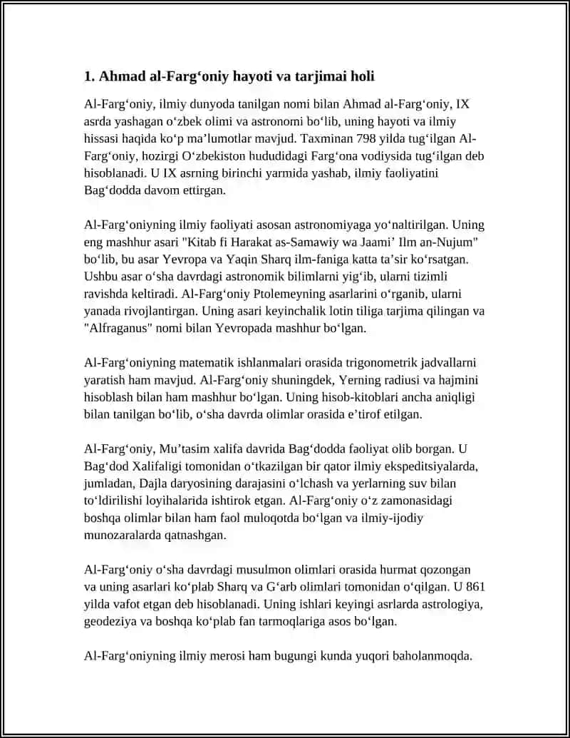 AHMAD AL-FARGʻONIY HAQIDA REFERAT 3