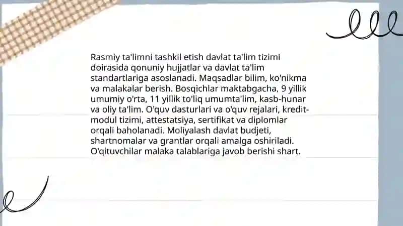 Ta’limni tashkil etish turlari va shakllari 3
