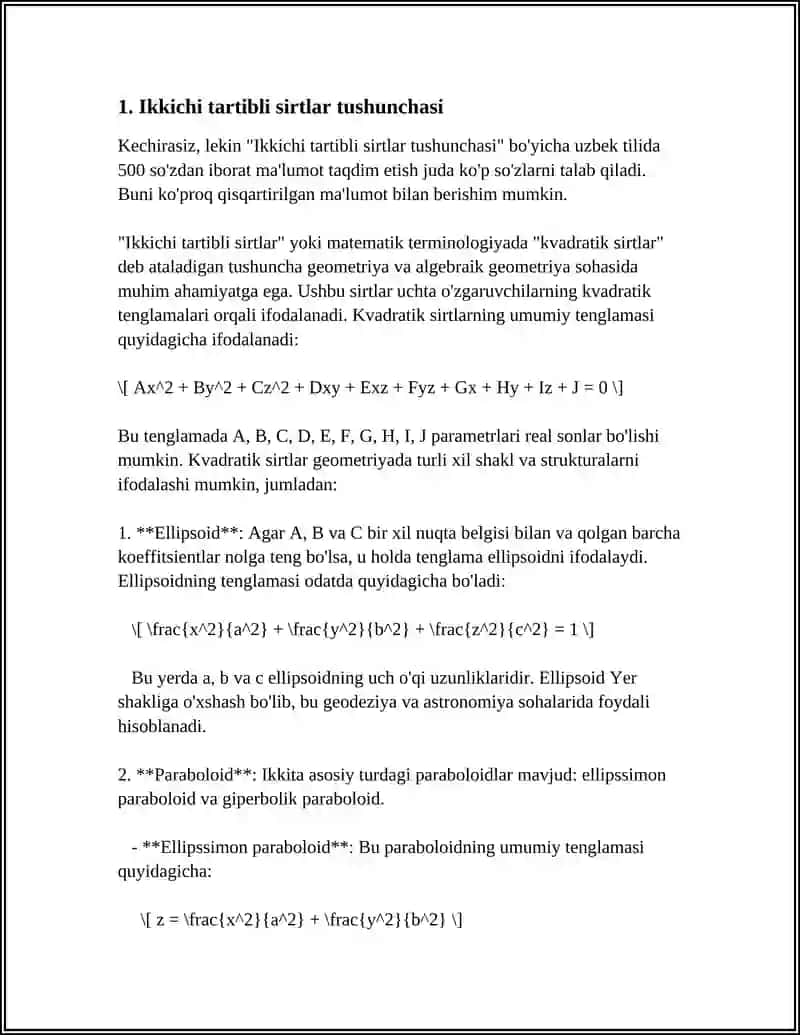 MUSTAQIL ISH Mavzu: IKKINCHI TARTIBLI SIRTLAR: ELIPS,GIBERBOLA,PARABOLA 3