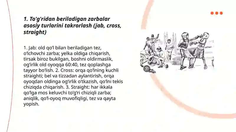 To'g'ridan beriladigan zarbalar texnikasini takrorlash 3