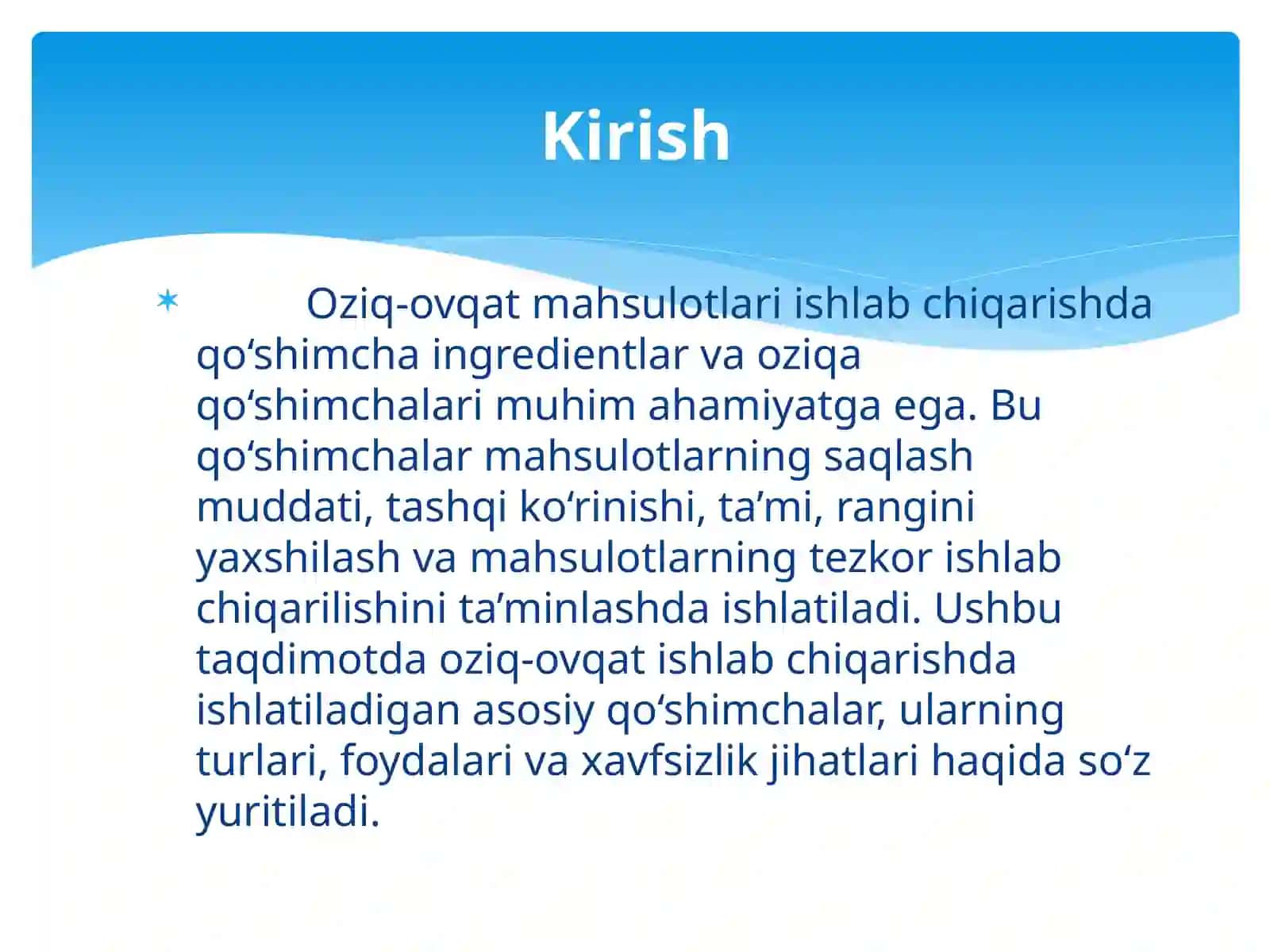 Oziq-ovqat mahsulotlari ishlab chiqarishda foydalaniladigan oziqa qo'shimchalari va ingredientlari 3