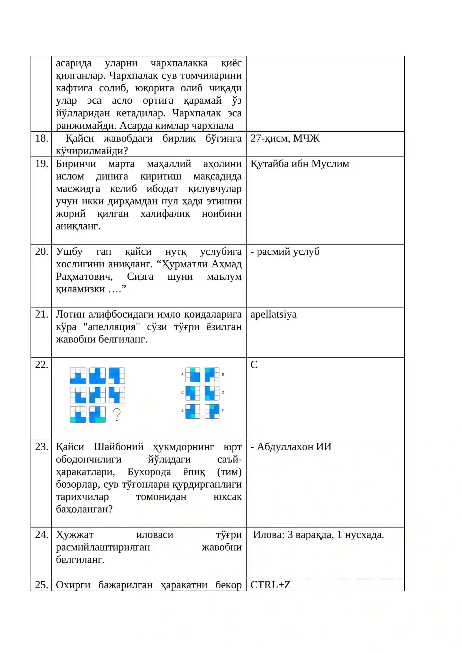 2026- йил март ойида тушган Аргос давлат хизматчиси тест (165 та) жавоблари билан бирга 3