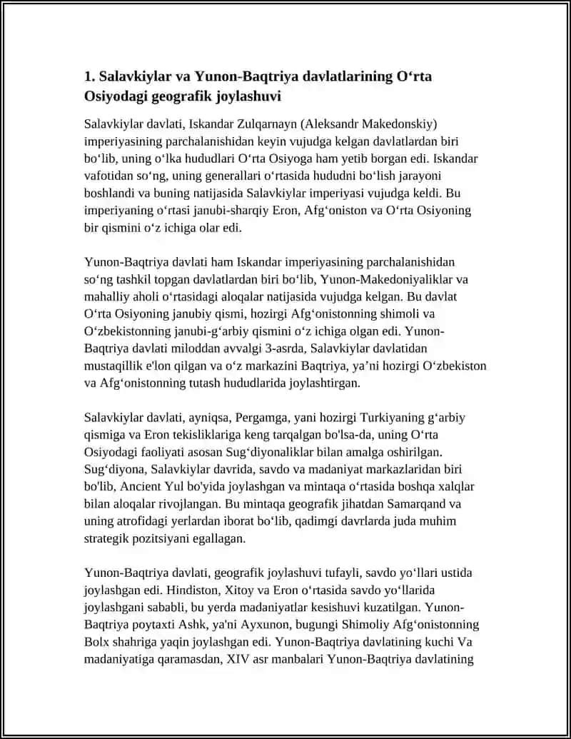 OʻRTA OSIYONING SALAVKIYLAR, YUNON-BAQTRIYA DAVLATLARIDAGI TARIXIY GEOGRAFIYASI 3