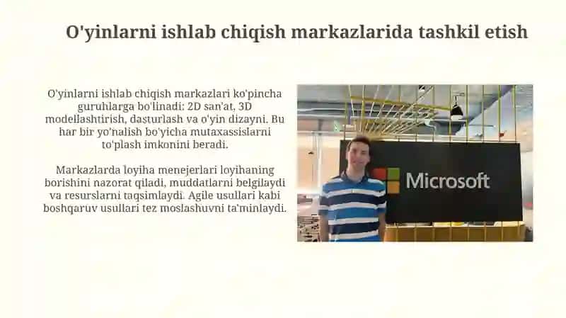 O'yinlarni ishlab chiqish markazlarida tashkil etish 3