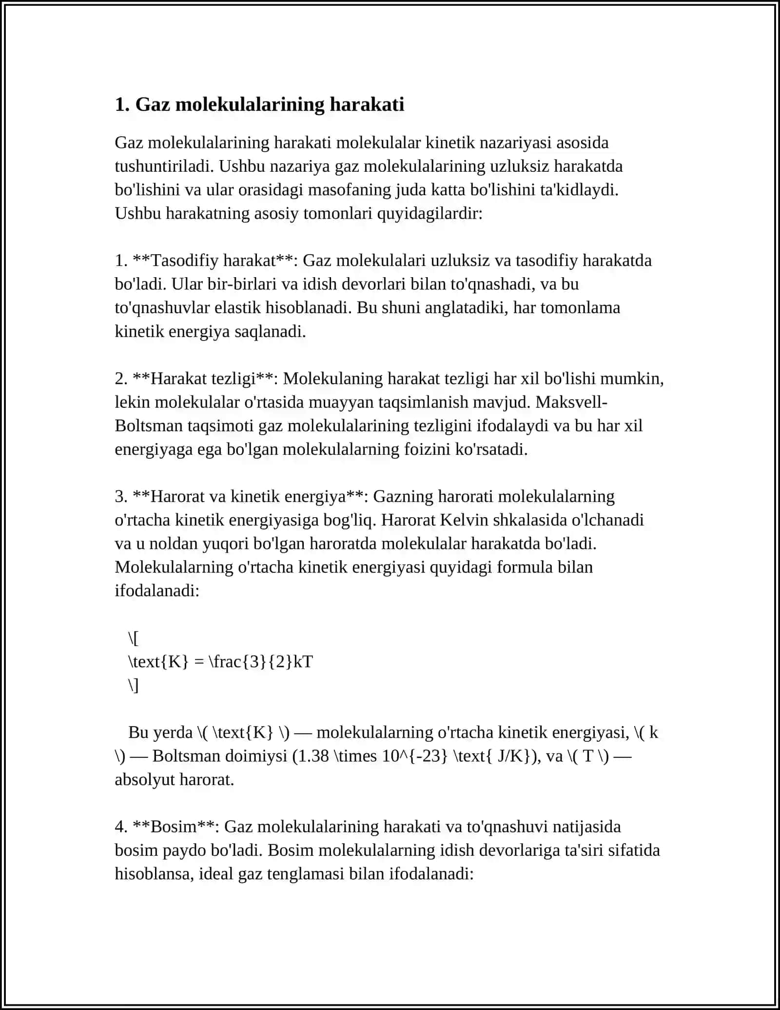 Gaz molekulalarining harakati 3