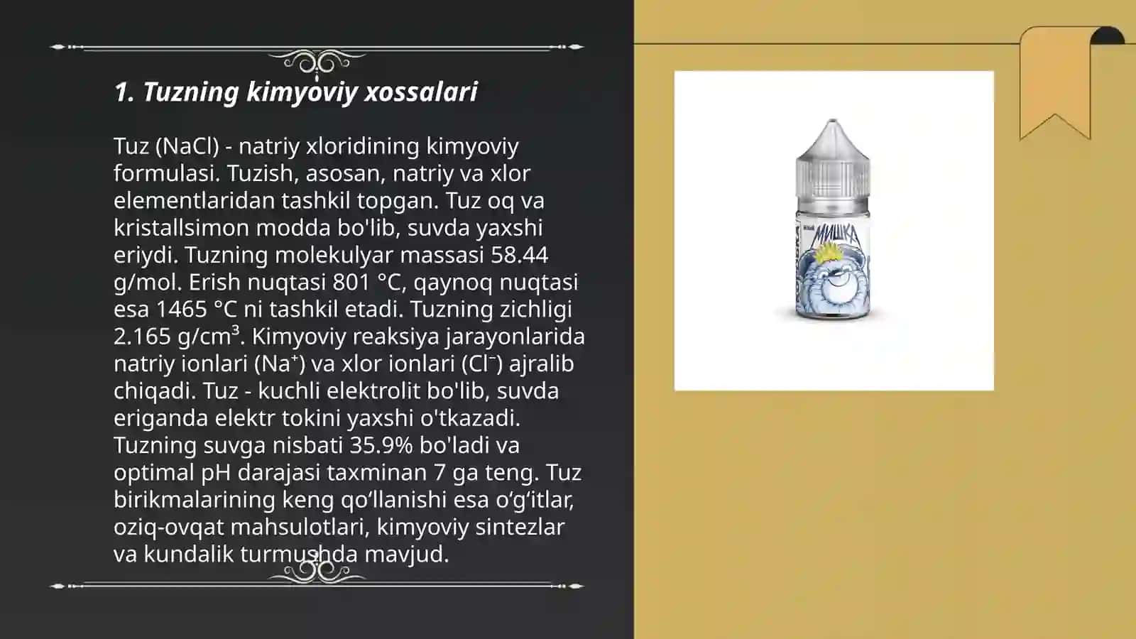 Tuzning Kimyoviy Xossalari 3