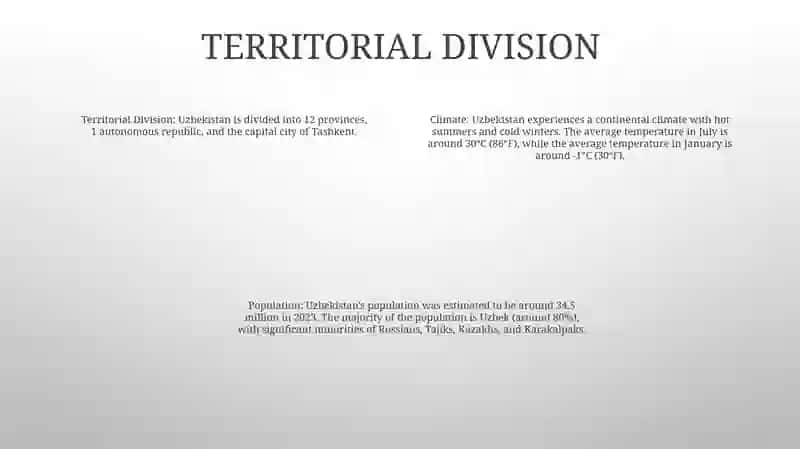 Ozbekiston Respublikasi Geografik Orni Hududiy Bolinishi Iqlimi Va Aholisi 3