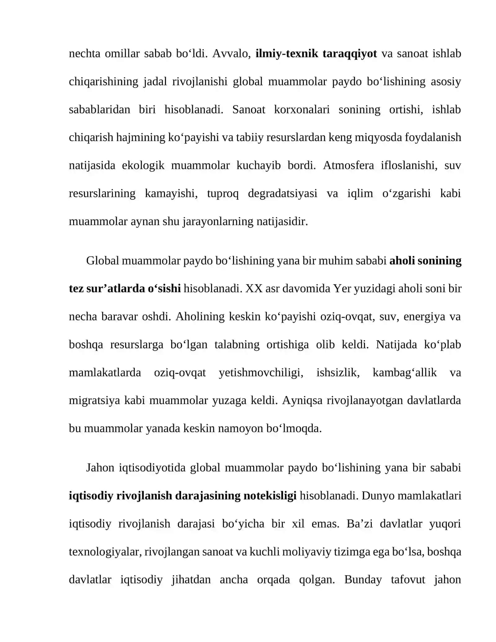 Jahon iqtisodiyotida global muammolar va ularni hal qilish yo'llari 3