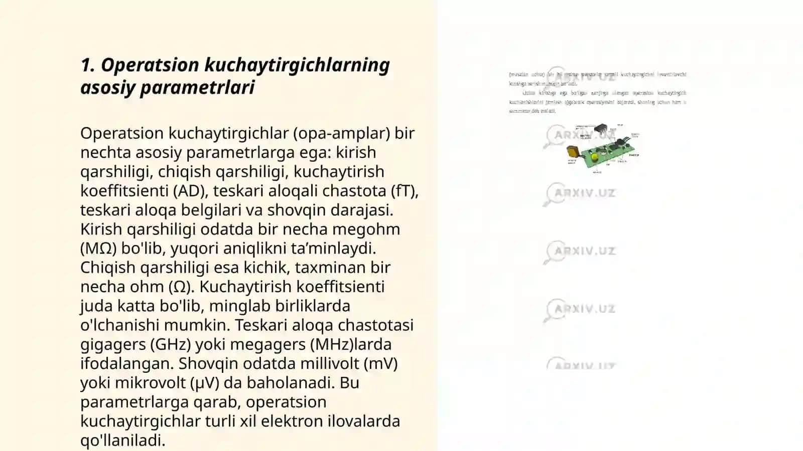 Opiratsion kuchaytirgichlar 3