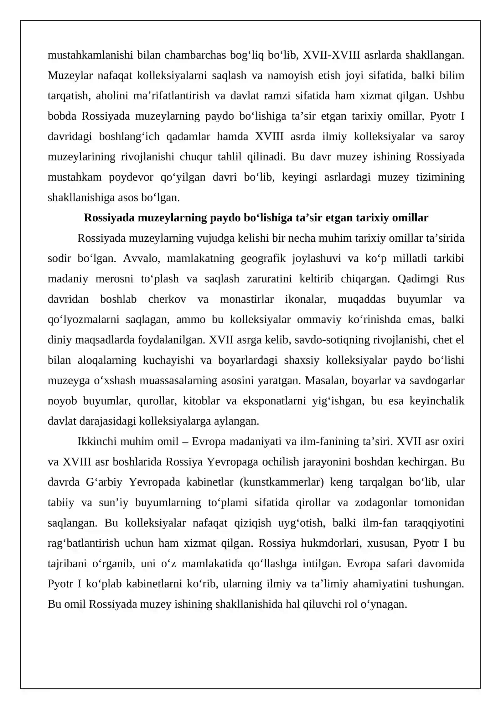 Rossiyada muzeylarning shakllanishi tarixi 3