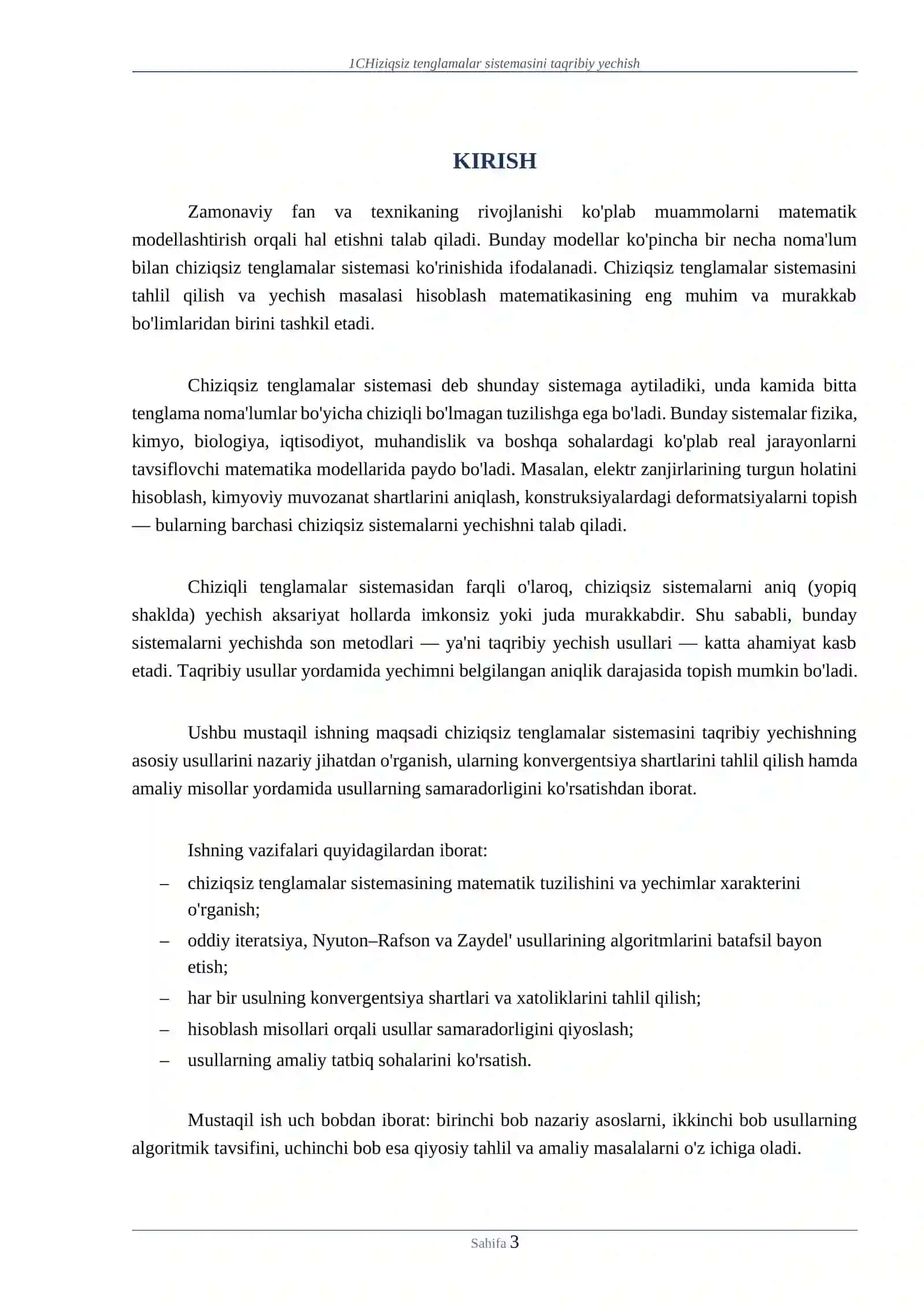 1CHiziqsiz tenglamalar sistemasini taqribiy yechish 3