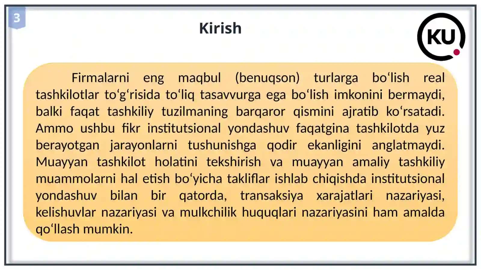 Tashkilotni amaliy tahlil qilish nazariyasi 3